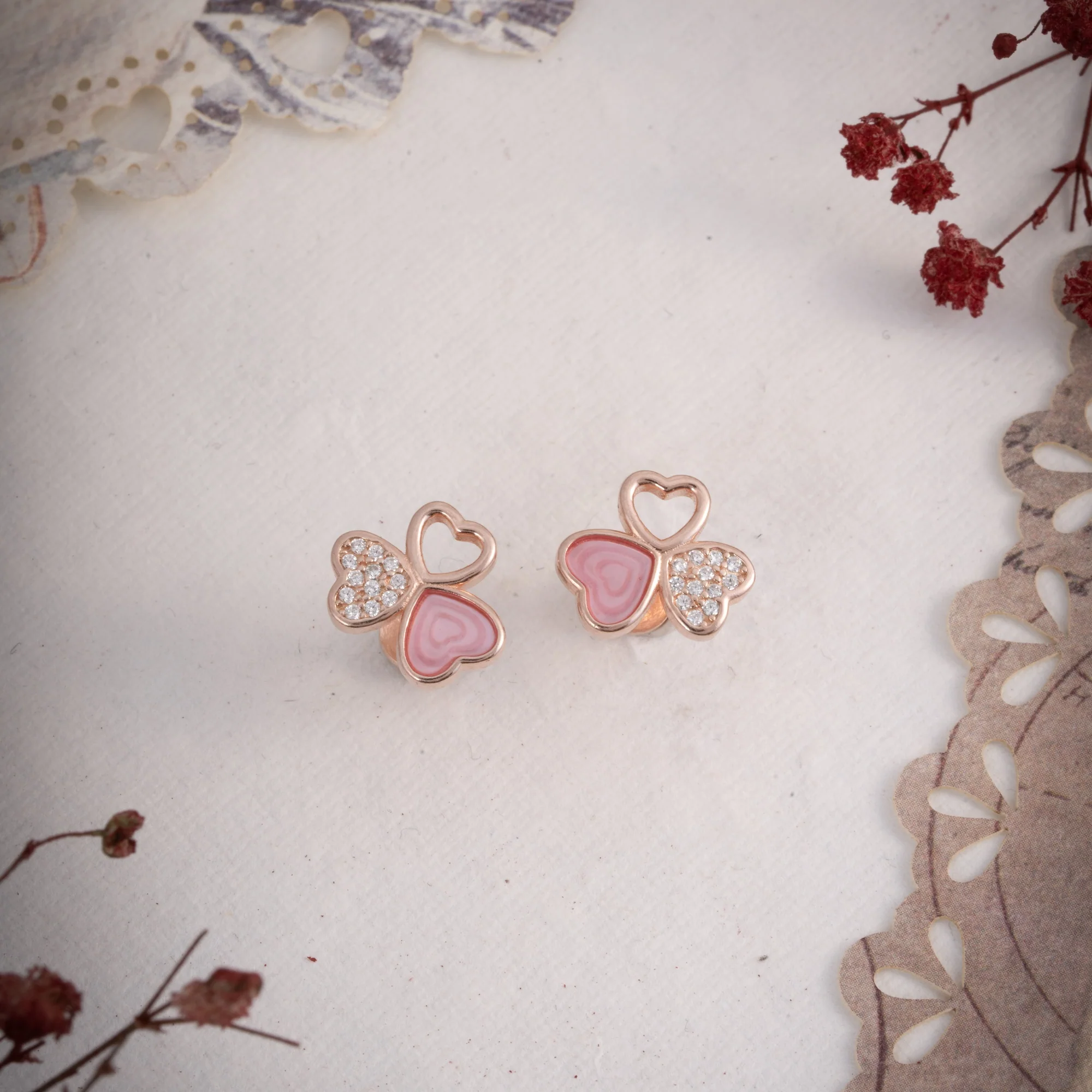 Blush Heart Studs