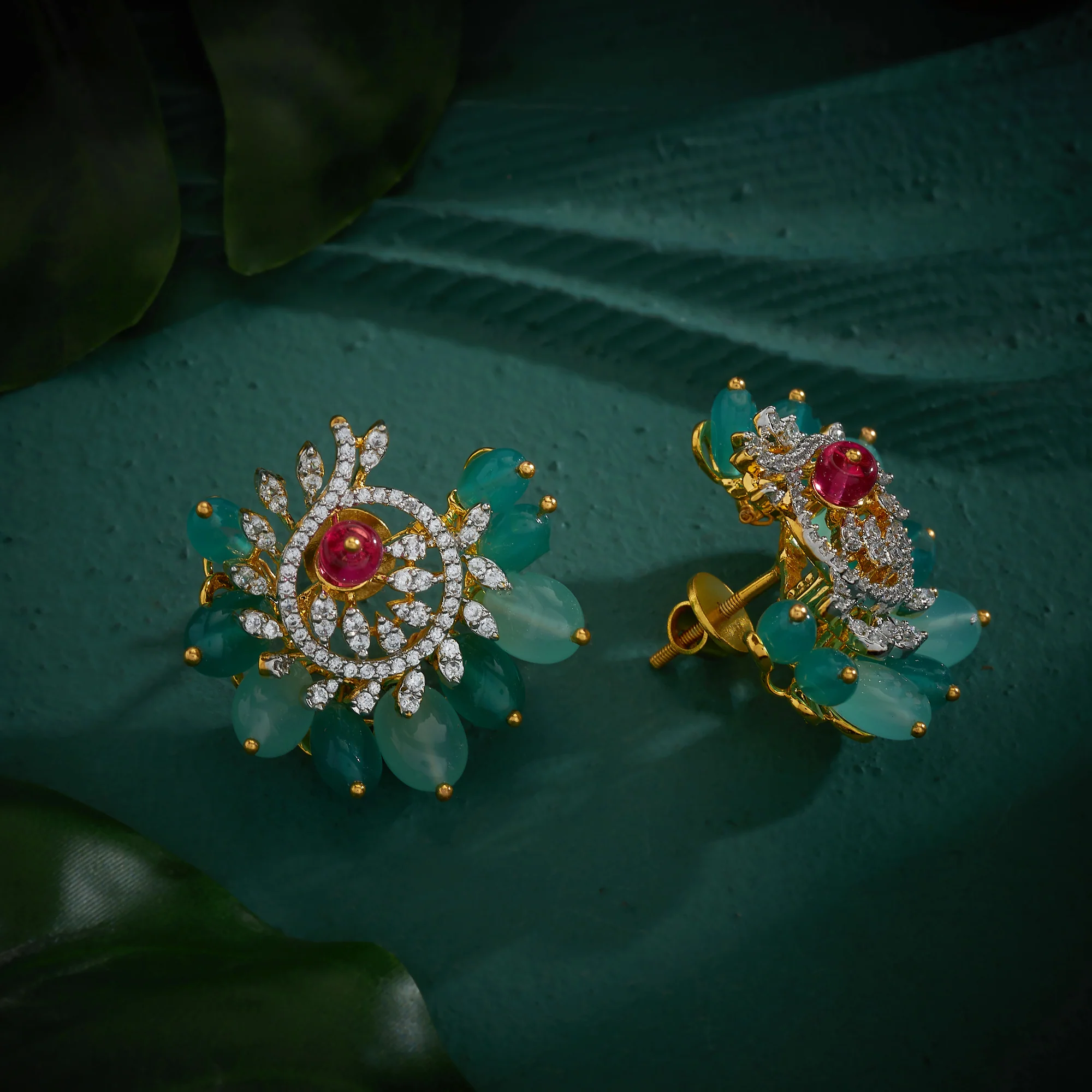 Flora Mint Spark Studs - Image 3