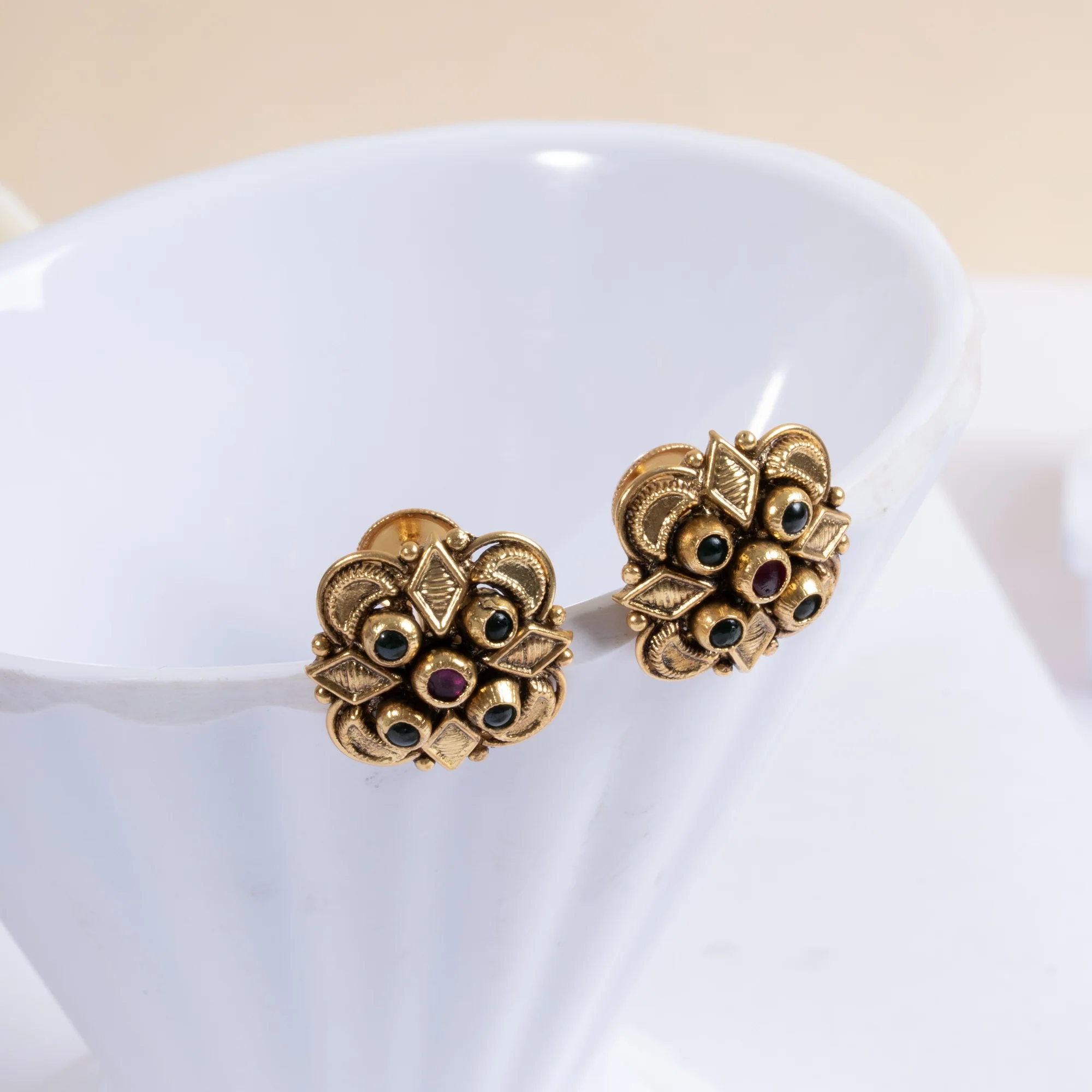 Golden Veil Stud Earrings - Image 2