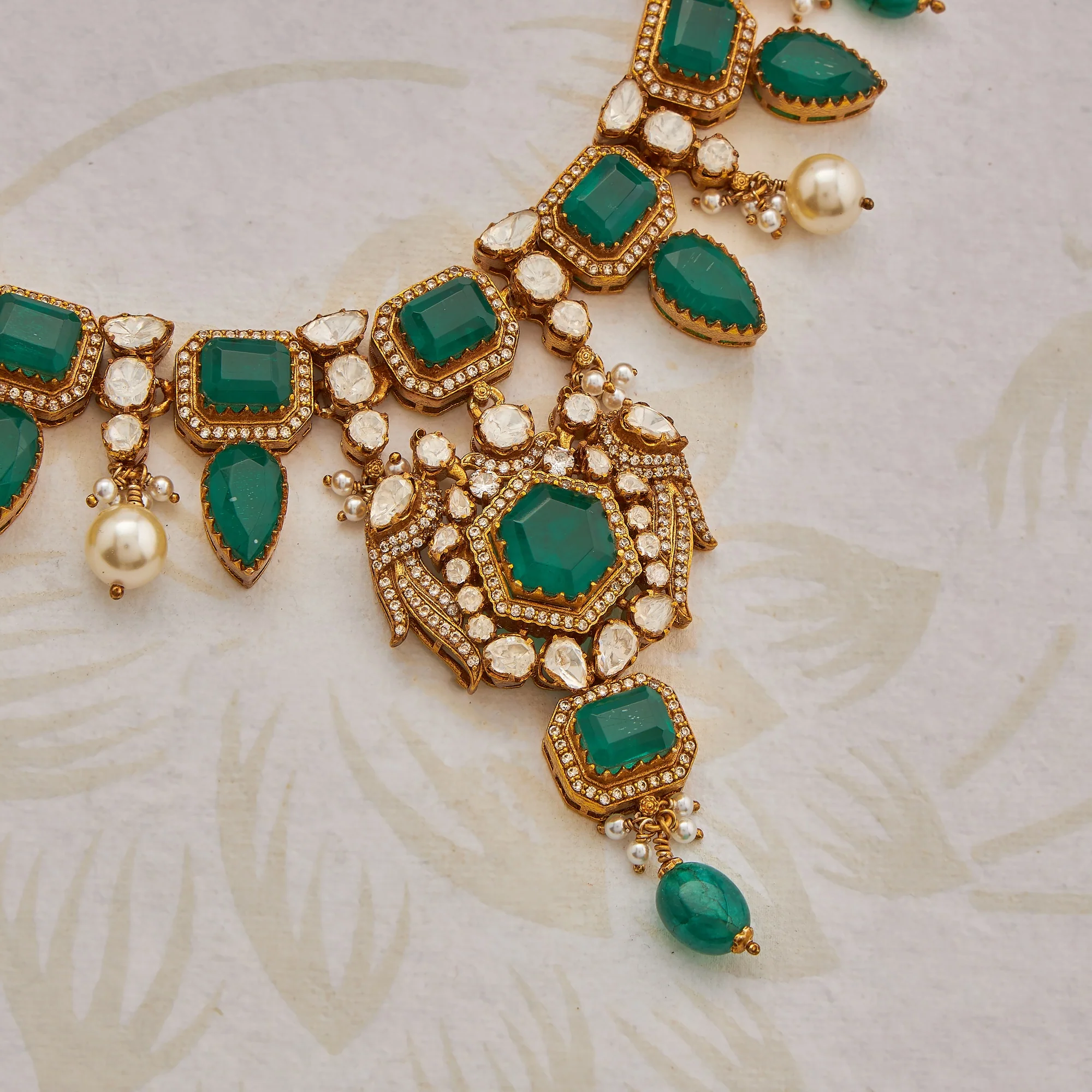 Heptaflora Polki Necklace Set - Image 2