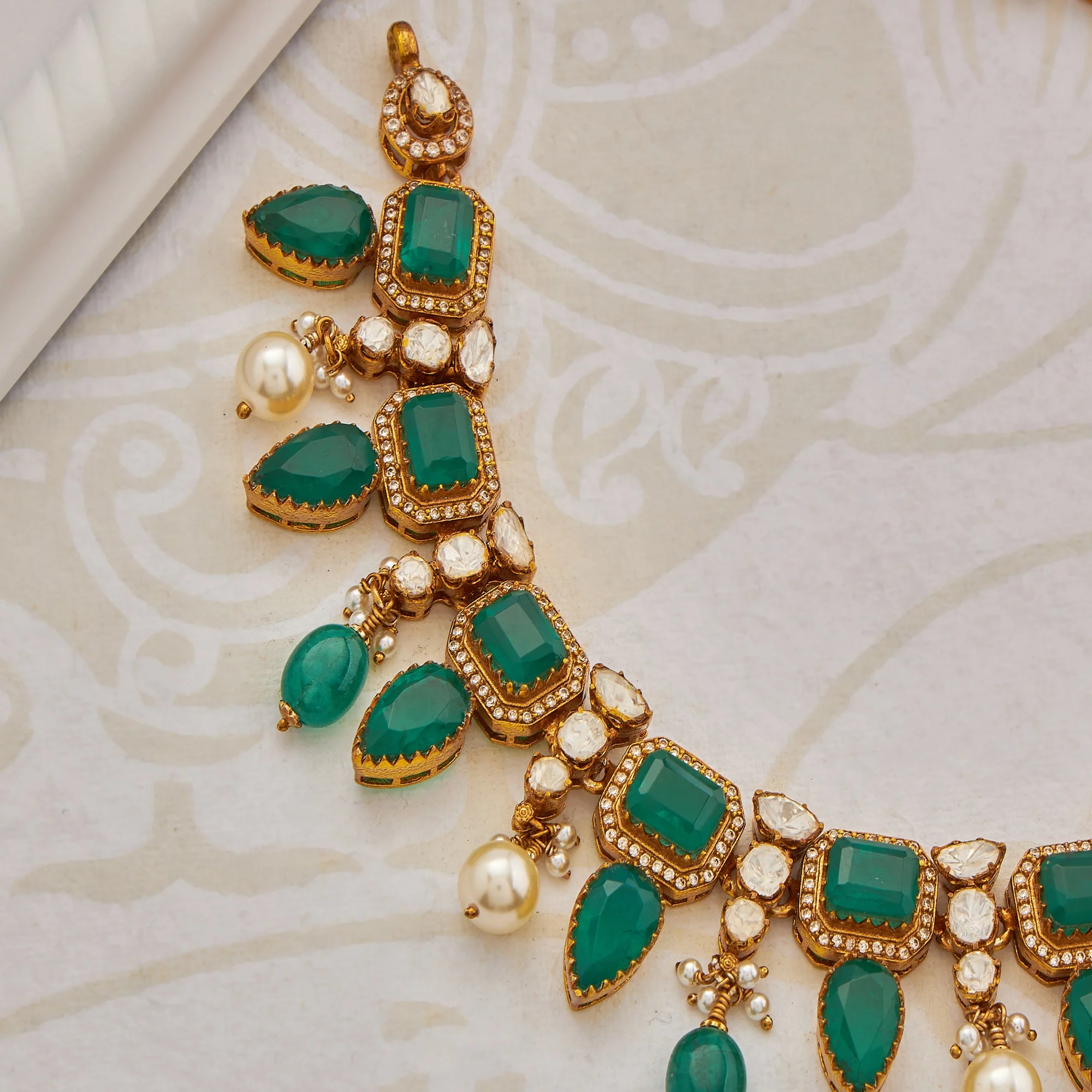 Heptaflora Polki Necklace Set - Image 3