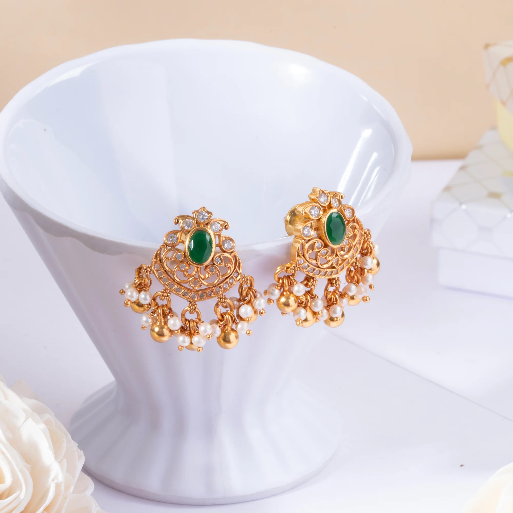 Luxe Pearl Veil Studs - Image 2