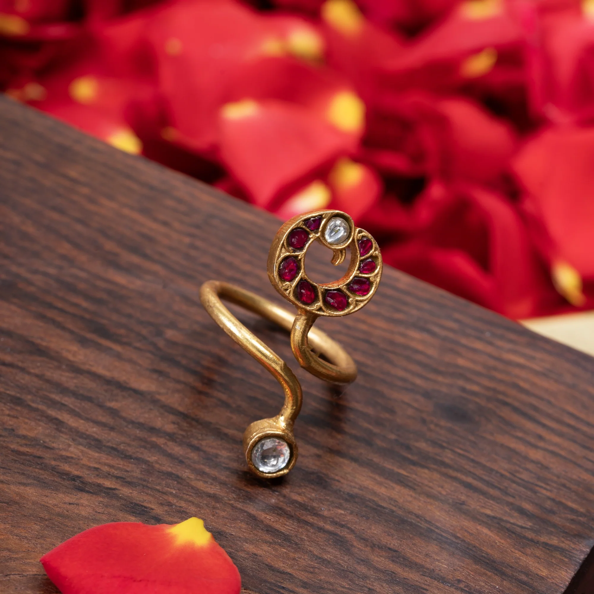 Peacock Kundan Ring - Image 2