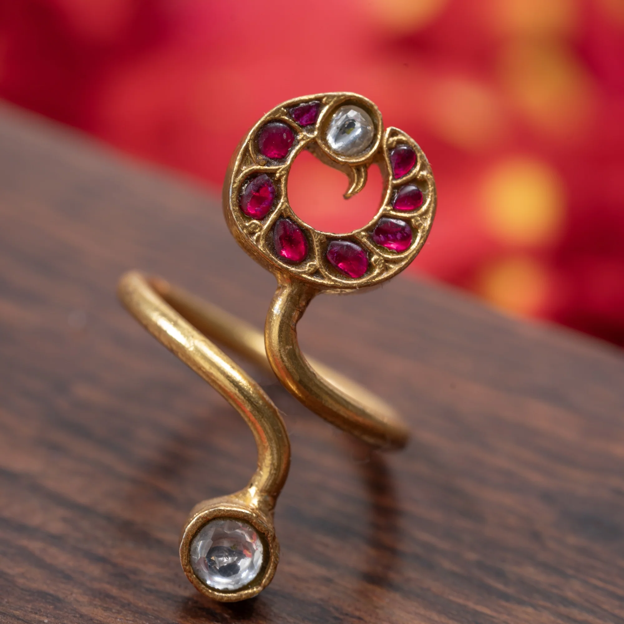 Peacock Kundan Ring - Image 3