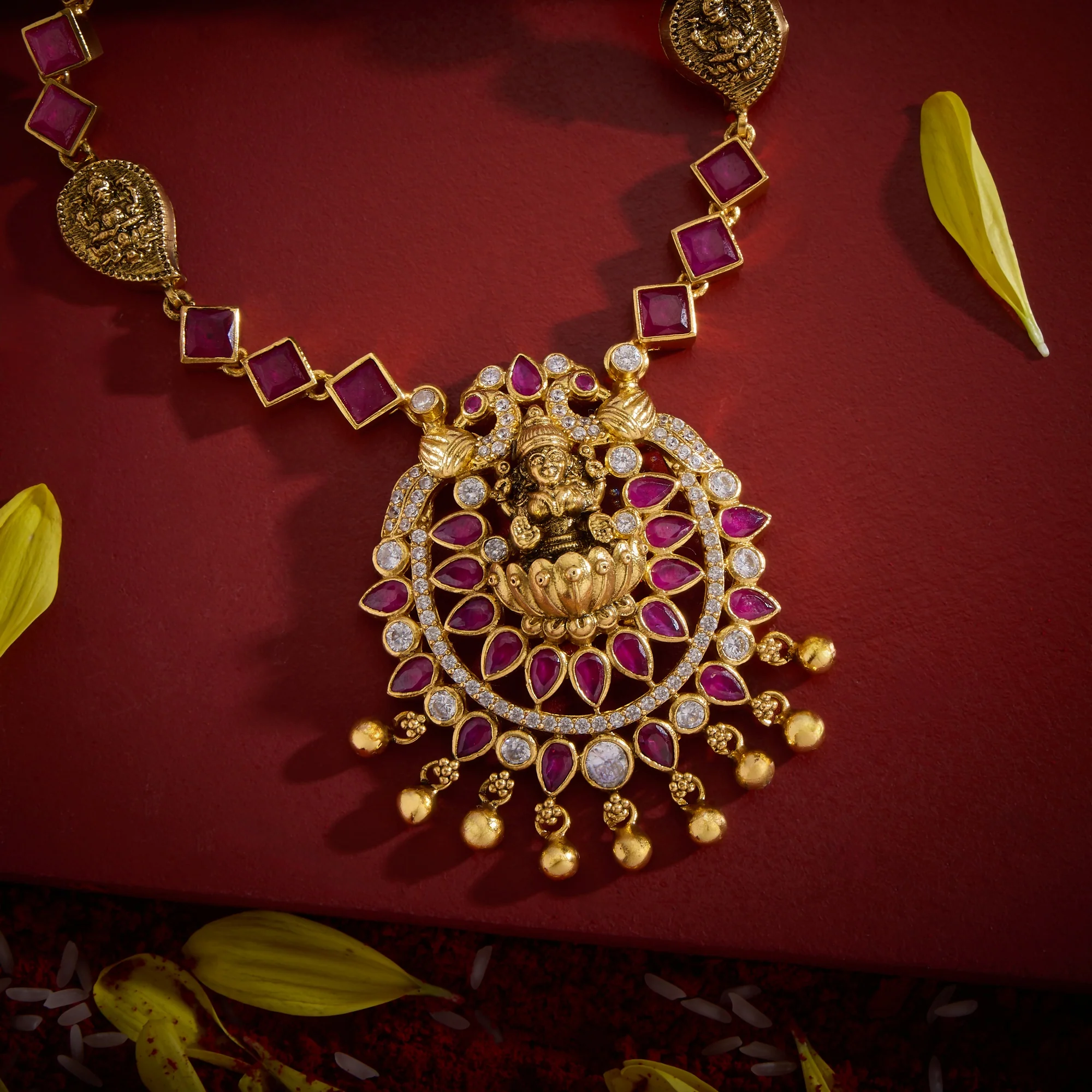 Ruby-Lakshmi Temple Necklace - Image 2