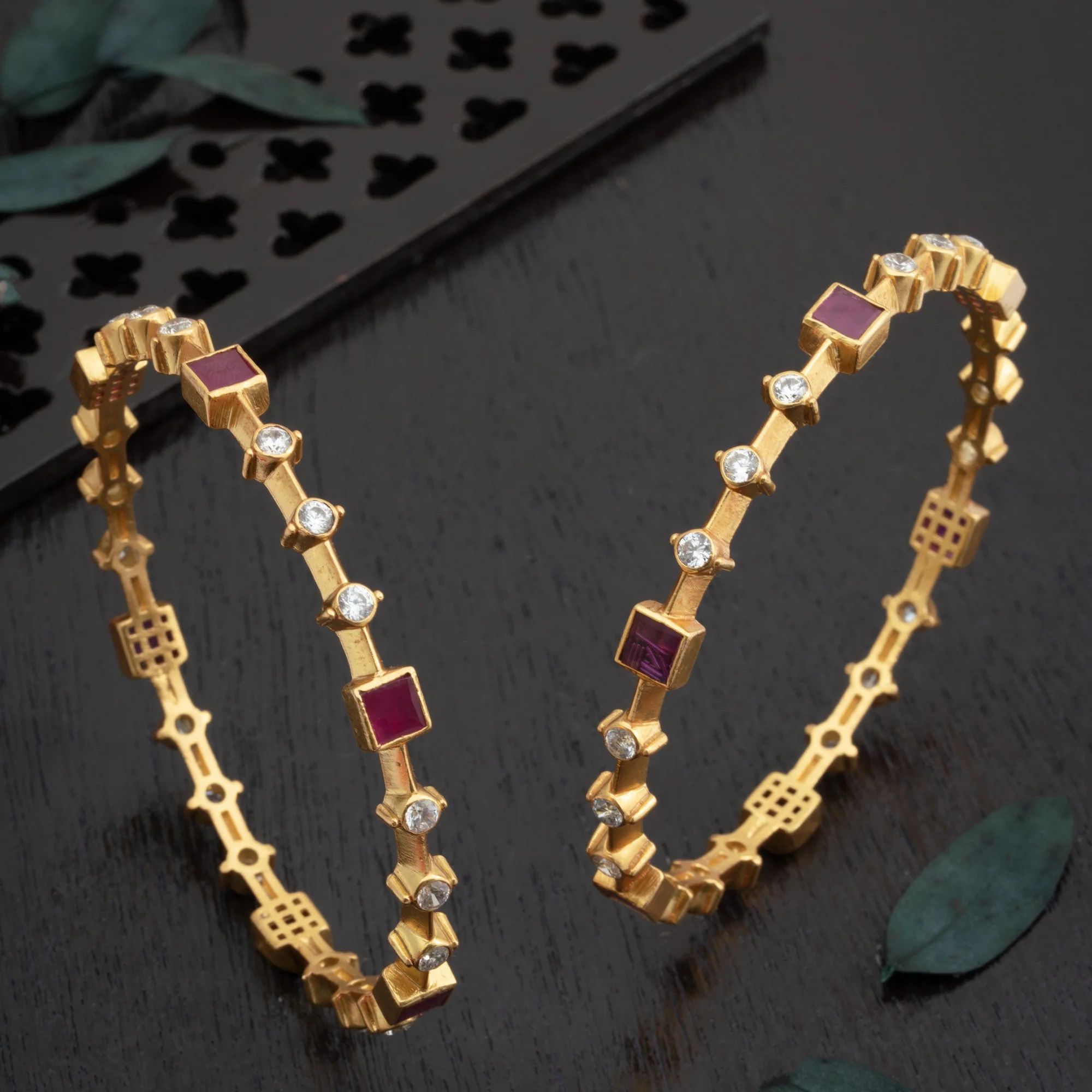 Ruby Squarelet Bangles - Image 2