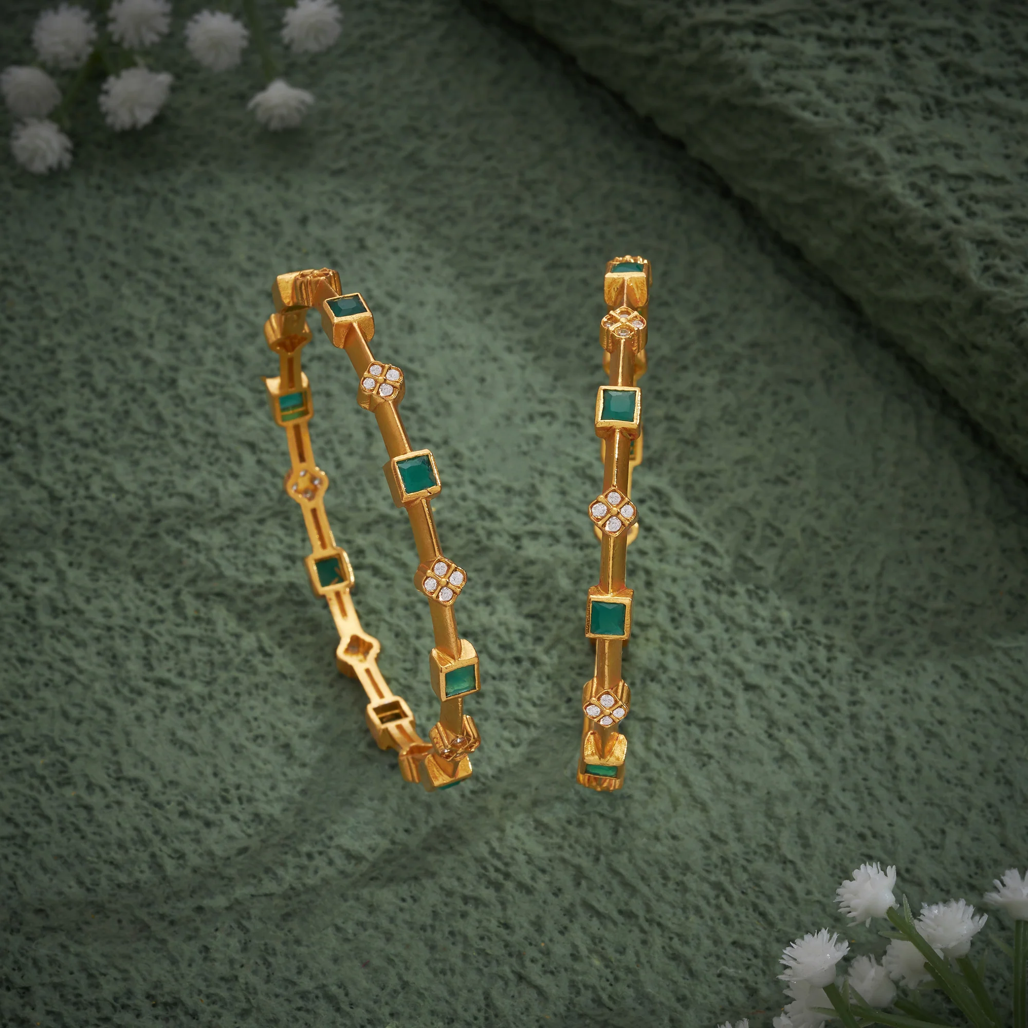 Square-Rosy Stone Bangles - Image 5